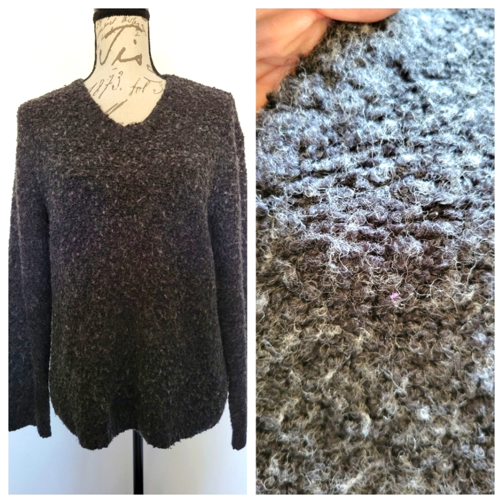 J.Crew Teddy Charcoal Wood Blend Sweater Size M